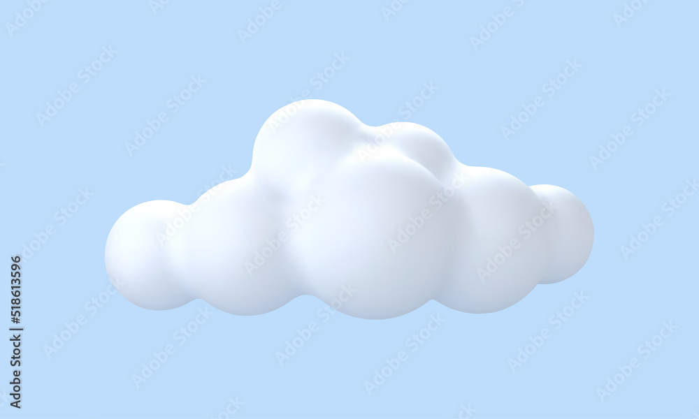 3D cartoon white cloud isolated on blue background. Round cloud icon. Vector 3d illustration 3D cartoon white cloud isolated on blue background. Round cloud icon. Vector 3d illustration