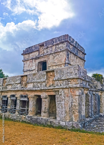 Ancient Tulum ruins Mayan site temple pyramids ixchel chaac Mexico. photo