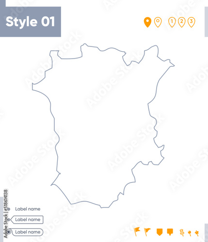 Chechen Republic, Russia - stroke map isolated on white background. Outline map. Vector map