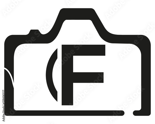 F camera logo design logo icon vector template. photo