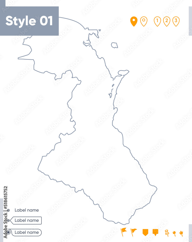 Republic Of Daghestan, Russia - stroke map isolated on white background. Outline map. Vector map