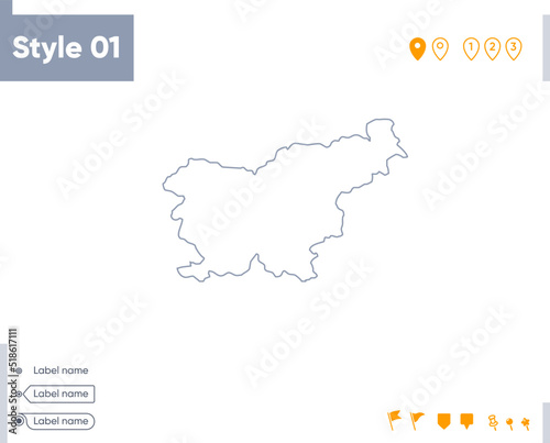 Slovenia - stroke map isolated on white background. Outline map. Vector map