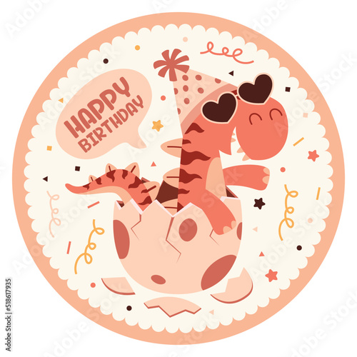 Birthday Card With Dinosaur Character