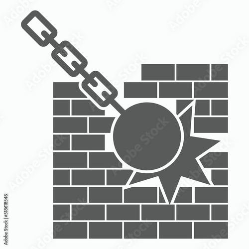 wrecking ball icon, chain ball vector