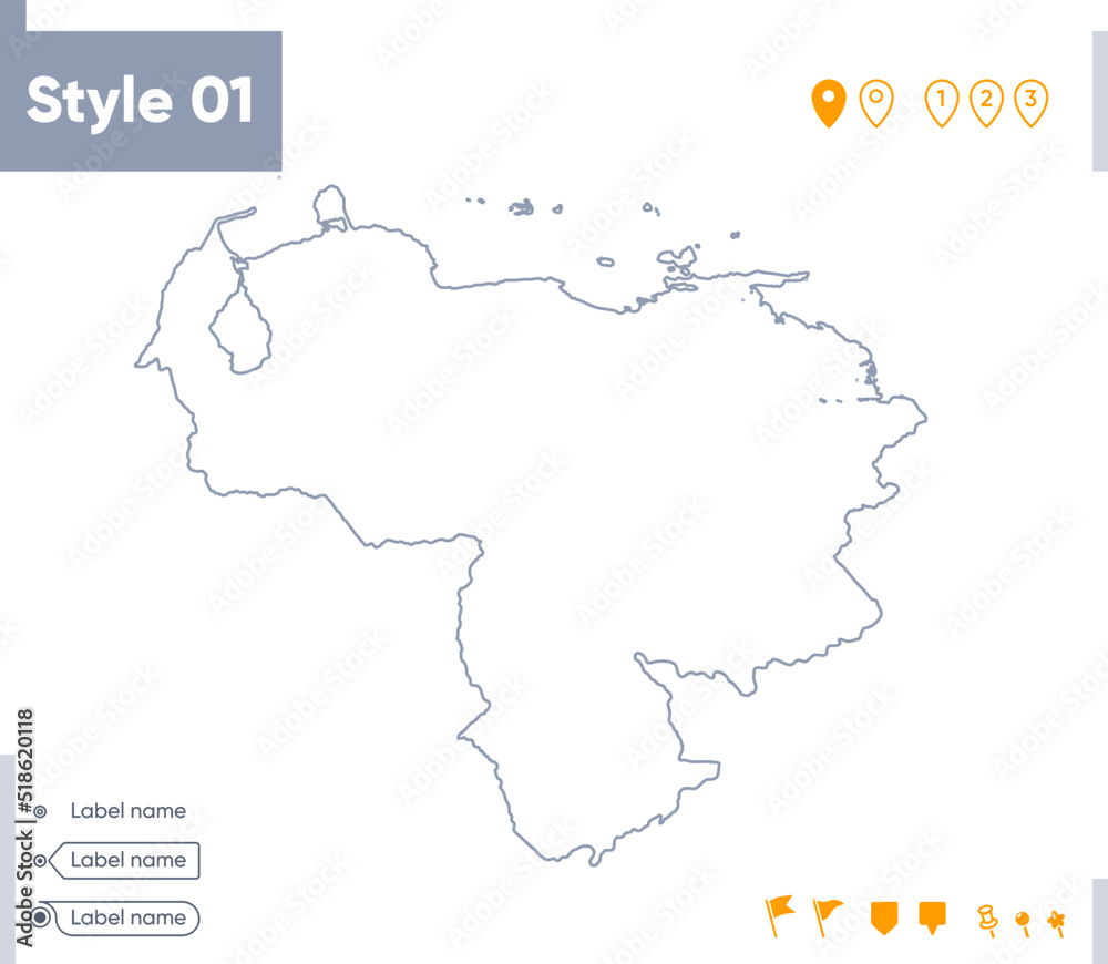 Venezuela - stroke map isolated on white background. Outline map. Vector map