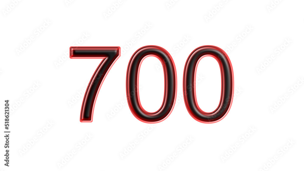 red 700 number 3d effect white background red 700 number 3d effect white background