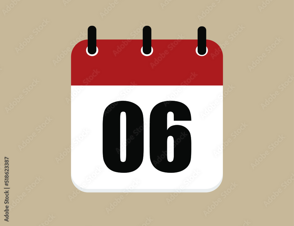 Calendar icon day 6. Days of the year. Vector illustration simple. Calendar icon day 6. Days of the year. Vector illustration simple.