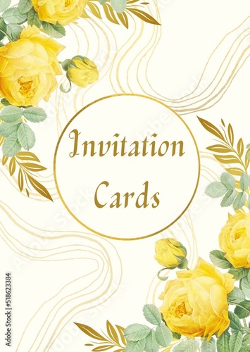 card with roses and rings
