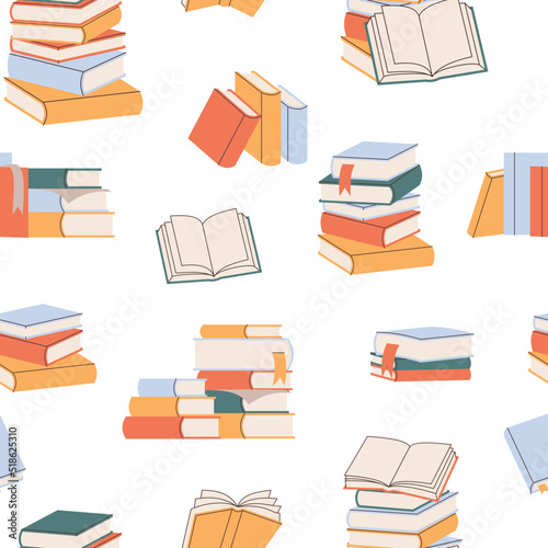 Seamless pattern with books. Hand drawn elements for your design. Can be used on packaging paper, fabric, background for different images