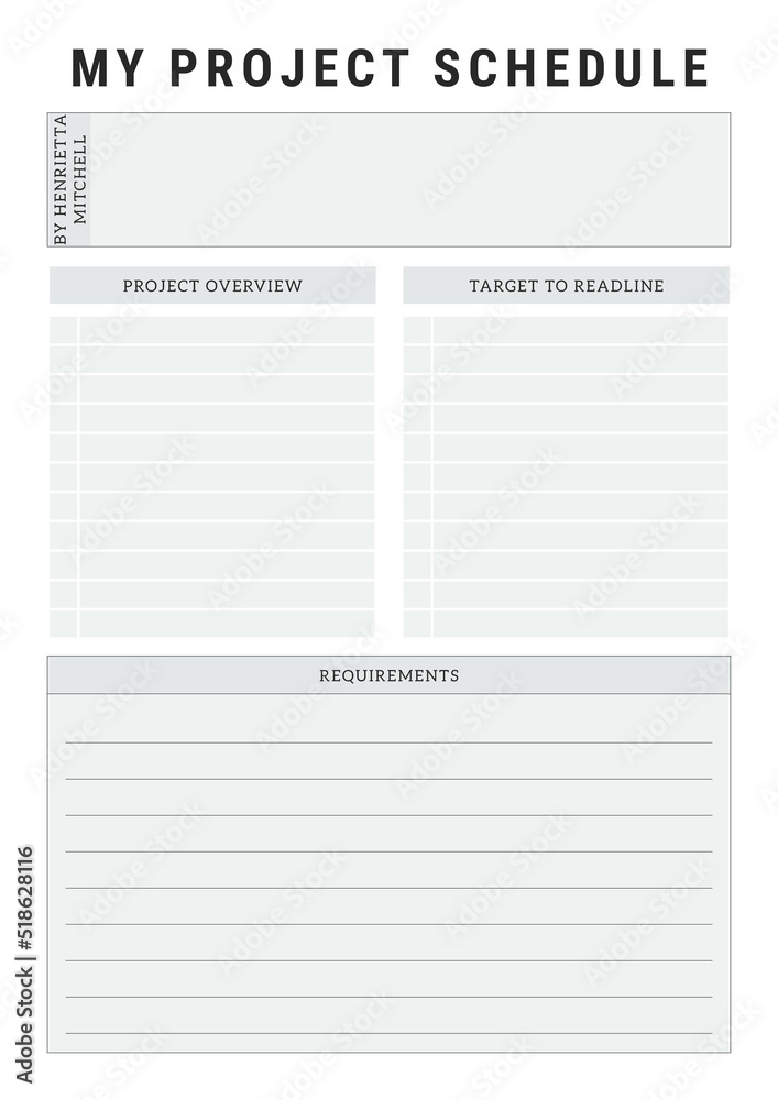 My Project Schedule My Project Schedule