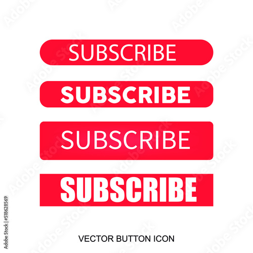 Imagen vectorial de botones web de suscripción en color rojo y letras blancas