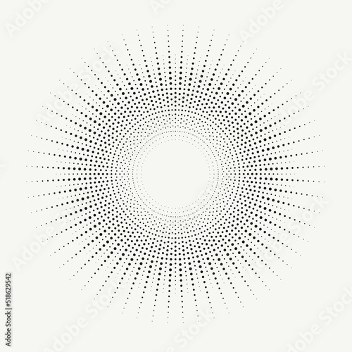 radial Halftone pattern background. Abstract concentric dotted backdrop. Halftone design element for various purposes. 
