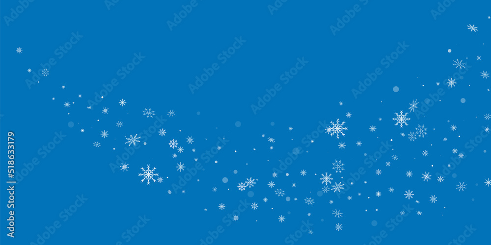 White delicate openwork snowflakes are scattered on a blue background. Festive background, postcard design, wallpaper White delicate openwork snowflakes are scattered on a blue background. Festive background, postcard design, wallpaper