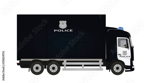 Police truck isolated. vector illustration