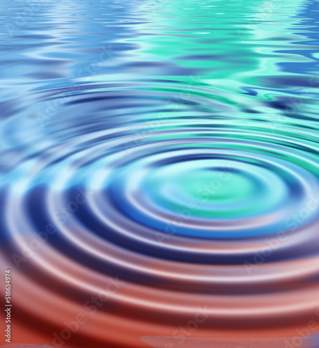Closeup of abstract ripple effect of water with blue reflection with wave pattern and texture. Detail of hypnotizing psychedelic background of fluid color spectrum and cosmic art or esoteric surface
