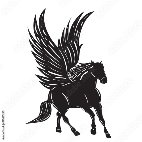 Pegasus silhouette on white background isolated  vector