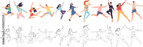 people jump in flat style  isolated  vector