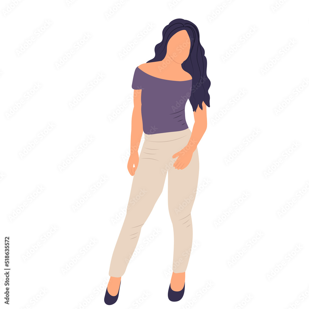 woman, girl in flat style, isolated, vector