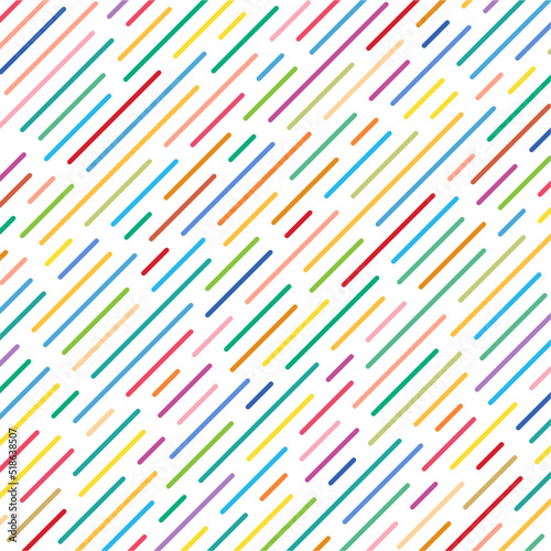 Diagonal stripes of different lengths and different colors. 