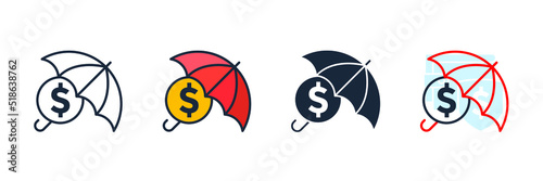 insurance icon logo vector illustration. Umbrella symbol template for graphic and web design collection