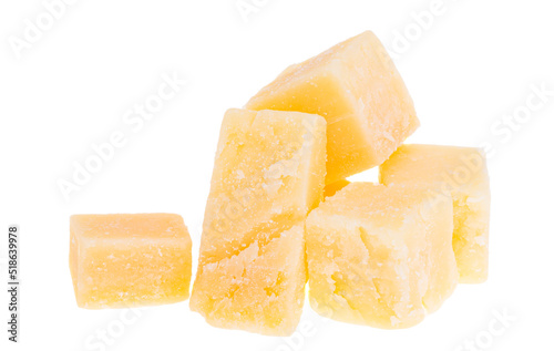 aged cheese pieces isolated