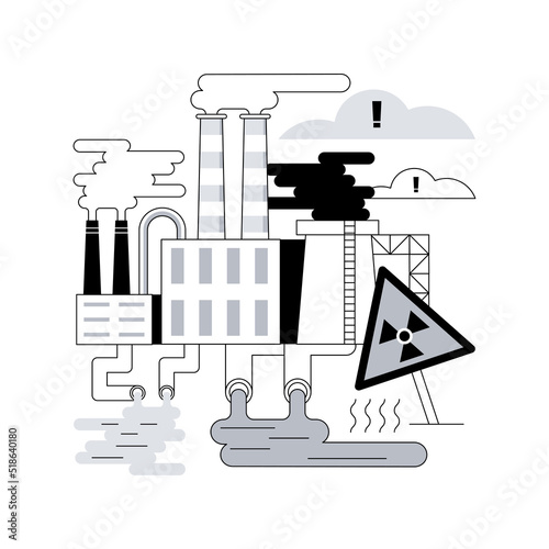 Industrial pollution abstract concept vector illustration. Polluting industry, environmental degradation from factory, land contamination, hazardous waste, chemical pollution abstract metaphor.