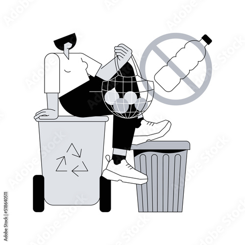 Zero waste technology abstract concept vector illustration. Waste free technology, environmental pollution, reuse reduce recycling, waste prevention, easy zero, plastic free abstract metaphor.