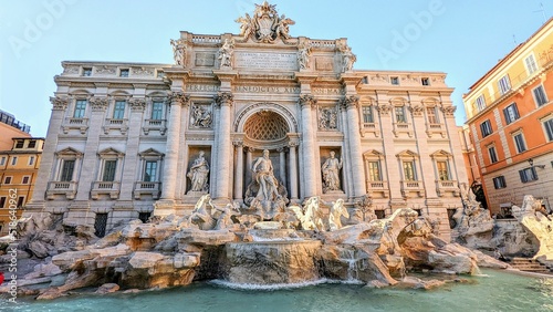 Historical Trevi Fountain (Fontana di Trevi) in Rome, Italy