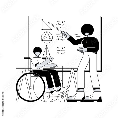 Inclusive education abstract concept vector illustration. Inclusive classroom, education for children with special needs, communicative competence, diversity school program abstract metaphor.
