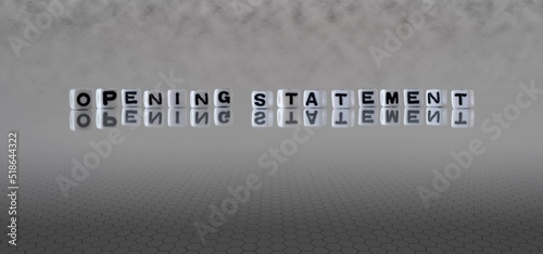 opening statement word or concept represented by black and white letter cubes on a grey horizon background stretching to infinity
