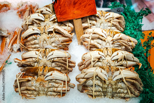 Fresh dungeness crab at a local seafood market at the Seattle Pike's Market photo