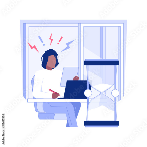 Project deadline isolated concept vector illustration. Worker trying to meet deadlines, business etiquette, corporate culture, company rules, stressed employee, countdown timer vector concept.