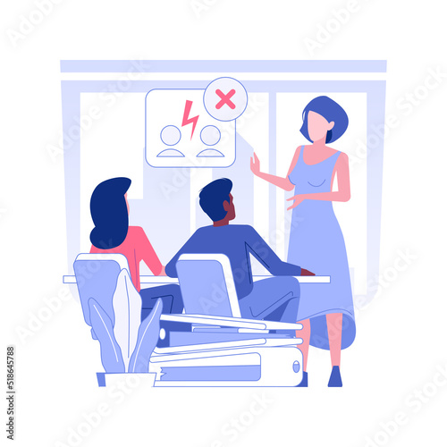 Communication improvement isolated concept vector illustration. Group of colleagues learning reducing conflicts, business etiquette, corporate culture workshop, company rules vector concept.