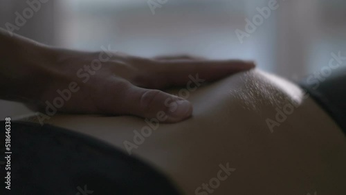 Man hands touching woman's body during making love