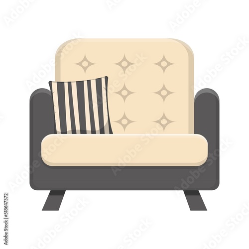 Sofa and couch colorful cartoon illustration vector. Comfortable lounge for interior design isolated on white background. Modern model of settee icon.