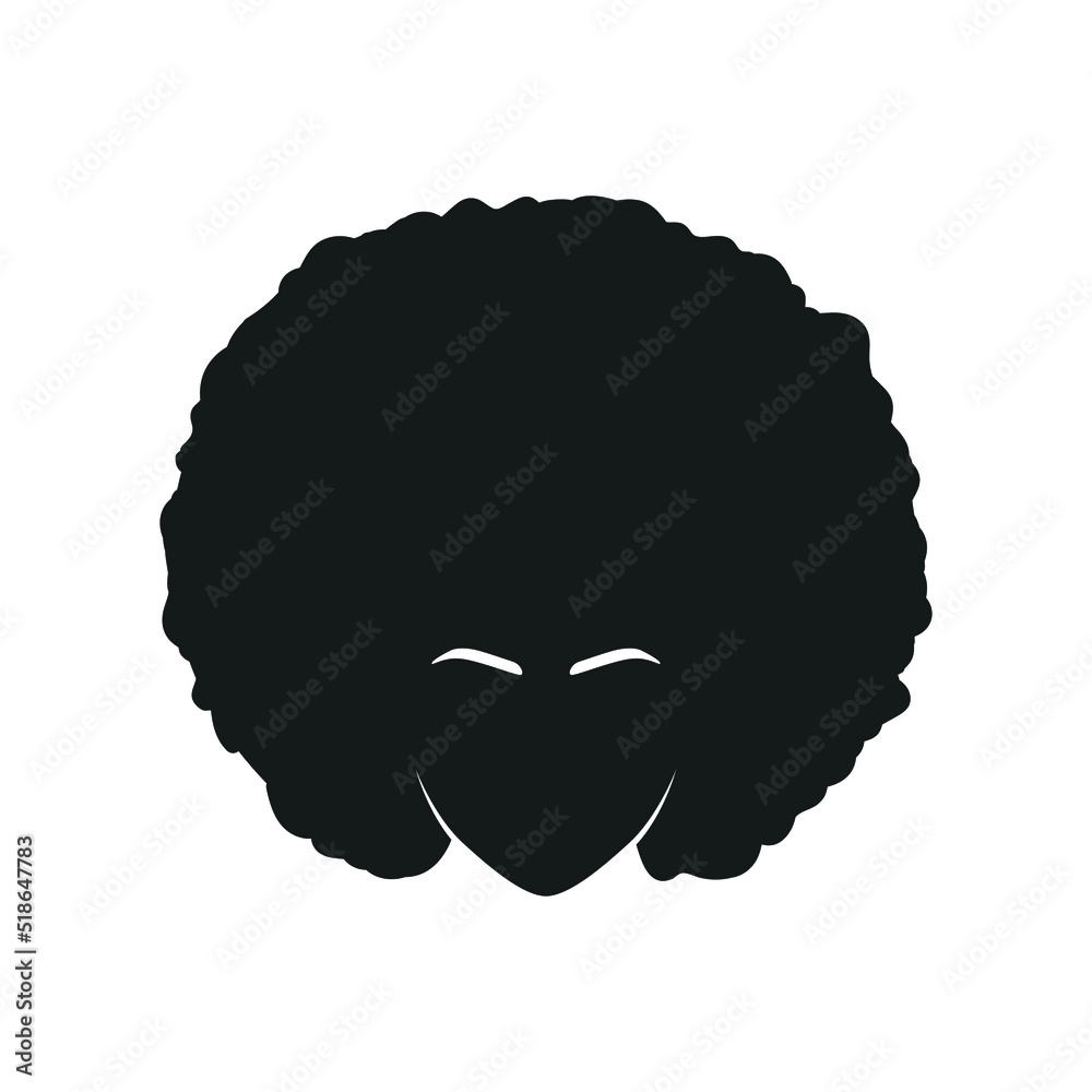 Afro Woman, Afro Silhouette, Black Woman, Woman Head Icon, African American Woman, Black History Logo, Vector Illustration Background