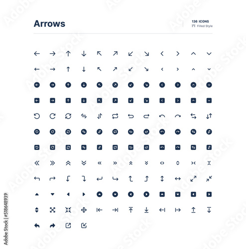 Arrows UI Icons Pack Filled Style