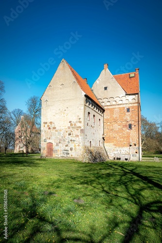 Vertical shot of Borgeby Castles Borjes Torn in Lomma Municipality, Skane, Sweden photo