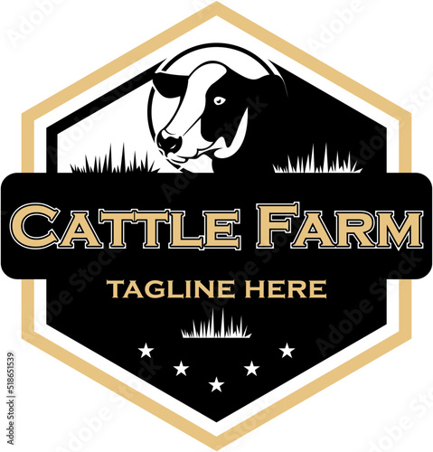Livestock. business logo with domestic animal cow healthy food farm collection symbol