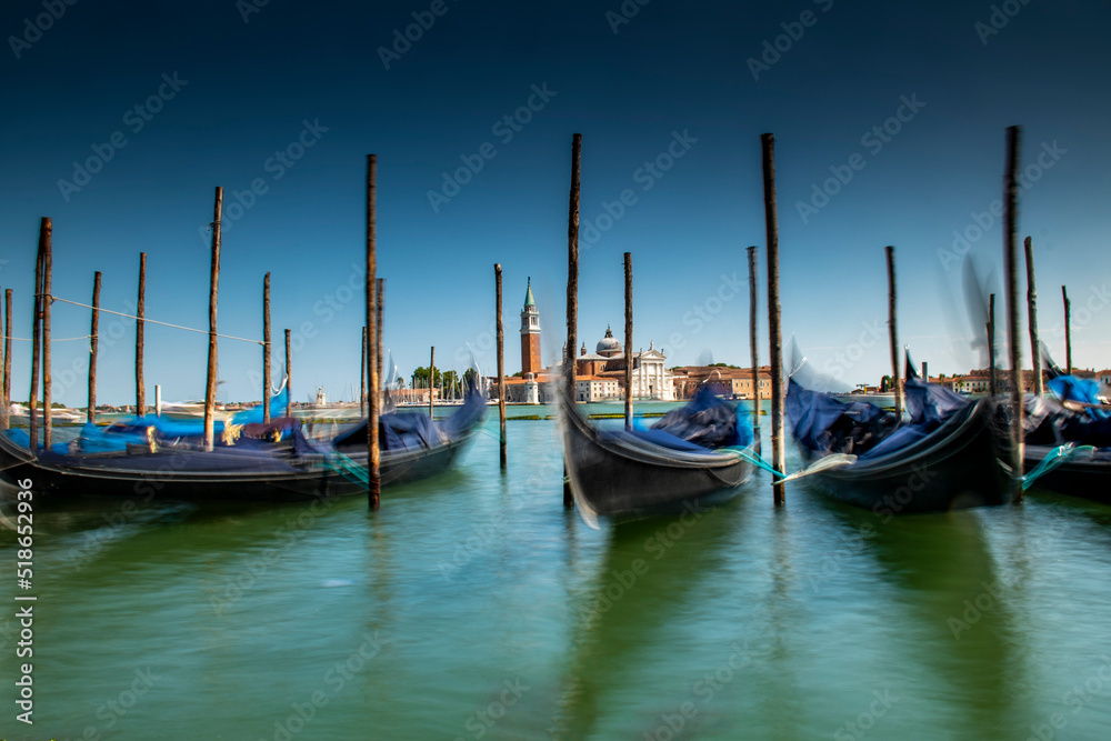 Fototapeta premium Gondola boats floating, Venice, Italy