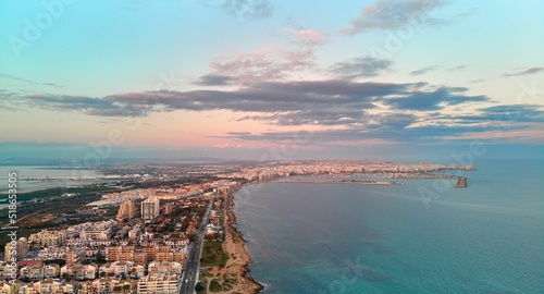 Aerial shot of the city and harbor of Torrevieja in Alicante, Spain photo