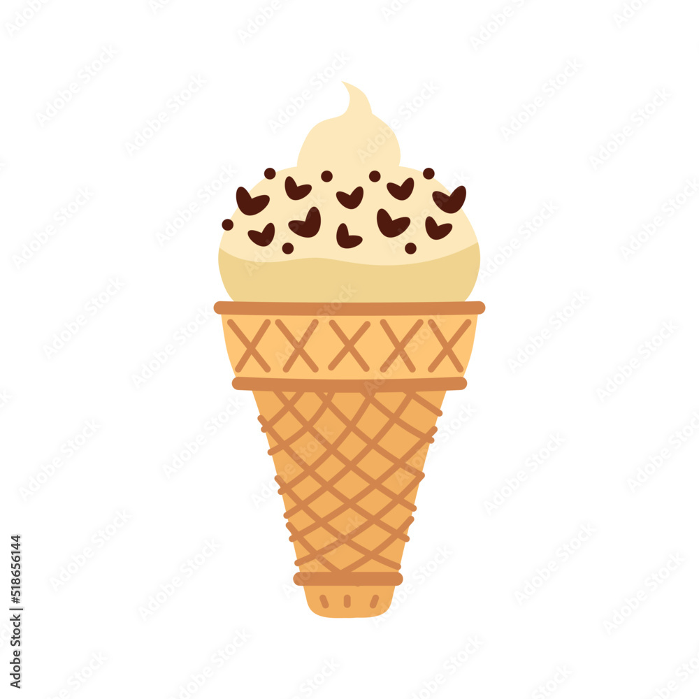 Ice cream in bright cartoon style. Icecream vector in nice colors isolated on white background. Vector illustration for web design or print Ice cream in bright cartoon style. Icecream vector in nice colors isolated on white background. Vector illustration for web design or print