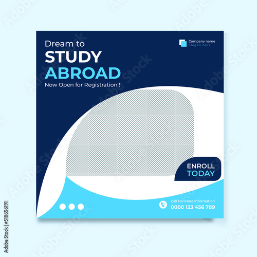 Modern study abroad social media post design template