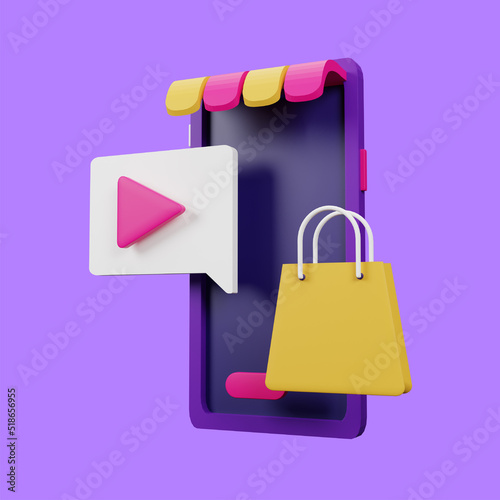 Mobile Shop 3D Icon Illustration for your website, user interface, and presentation. 3D render Illustration.