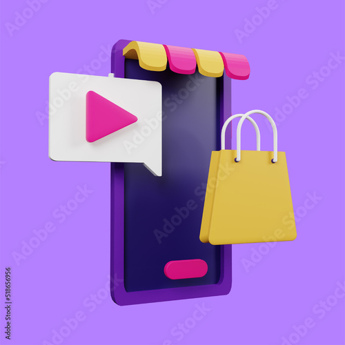 Mobile Shop 3D Icon Illustration for your website, user interface, and presentation. 3D render Illustration.