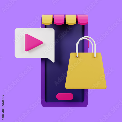 Mobile Shop 3D Icon Illustration for your website, user interface, and presentation. 3D render Illustration.