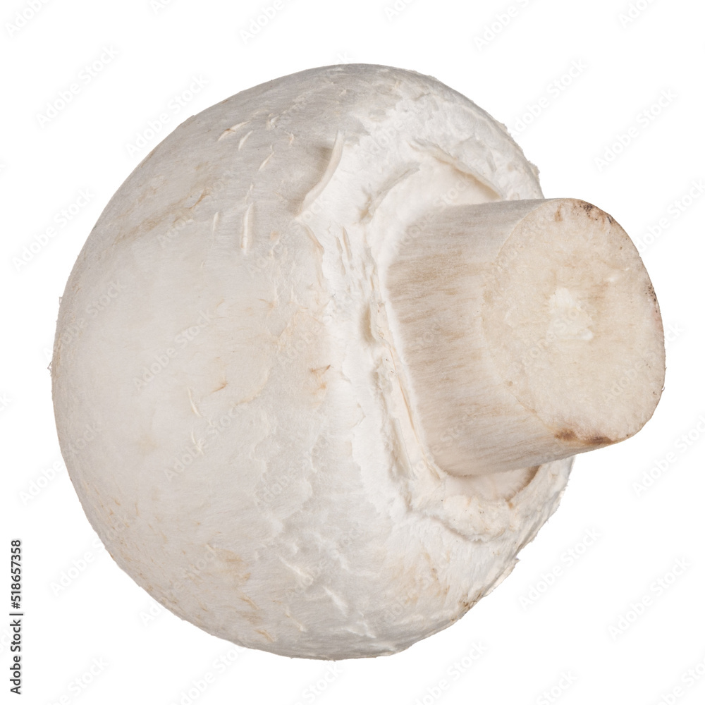 Fototapeta premium Whole champignon mushroom isolated on white background without shadow
