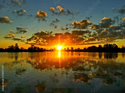 Reeuwijk  lake in the sunset