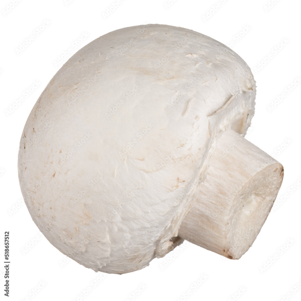 Obraz premium Whole champignon mushroom isolated on white background without shadow