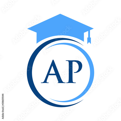 Letter AP Education Logo Concept With Educational Graduation Hat Vector Template